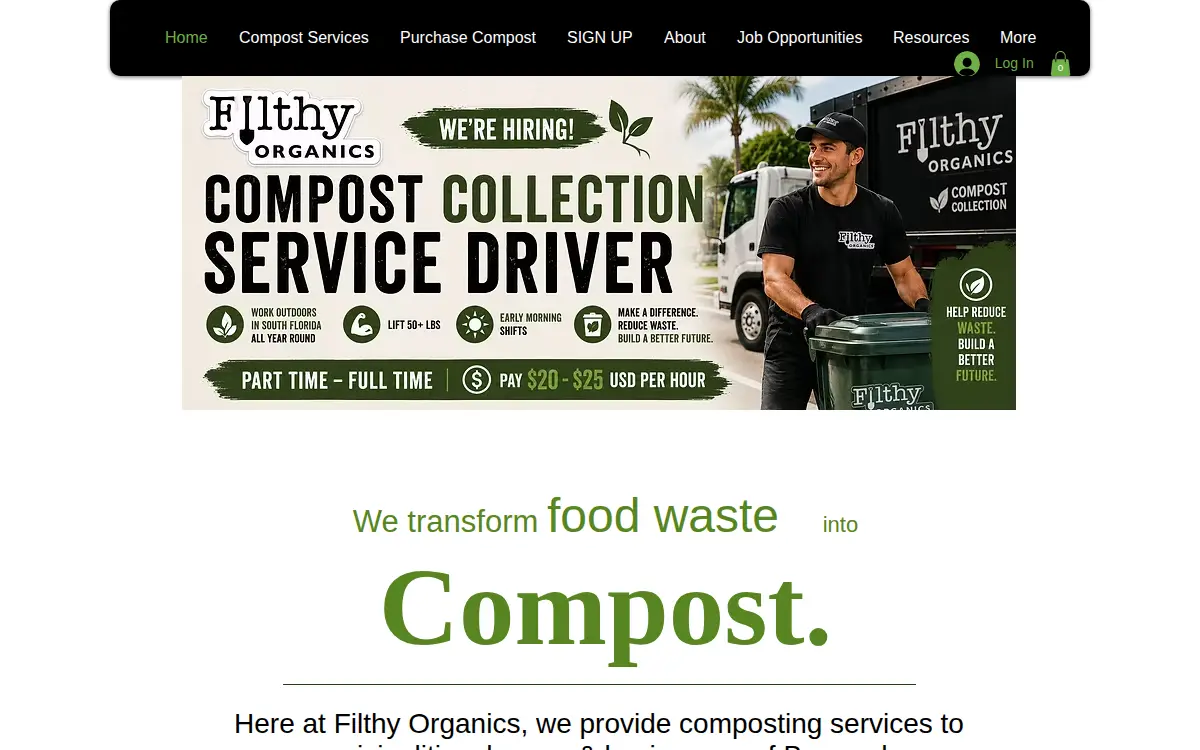 Homepage of Filthy Organics LLC
