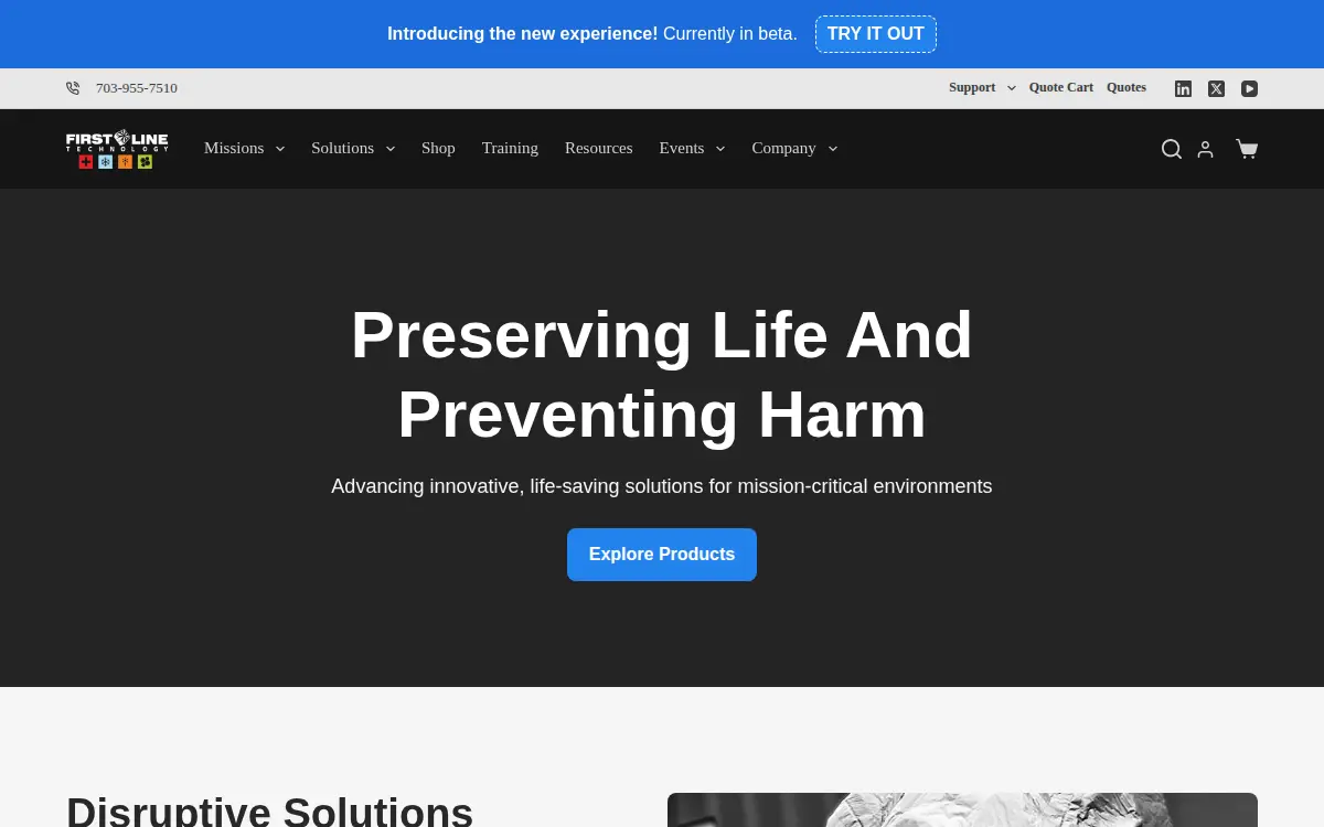 Homepage of First Line Technology LLC