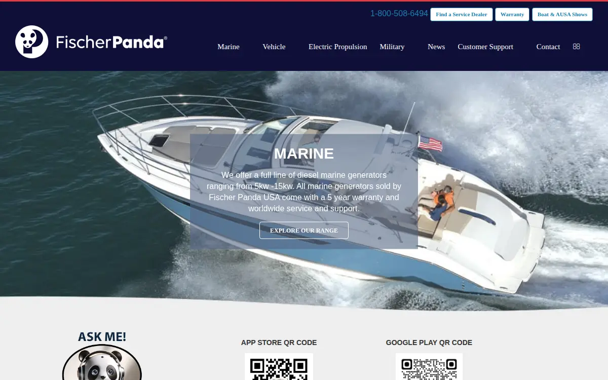 Homepage of Fischer Panda Generators, INC.