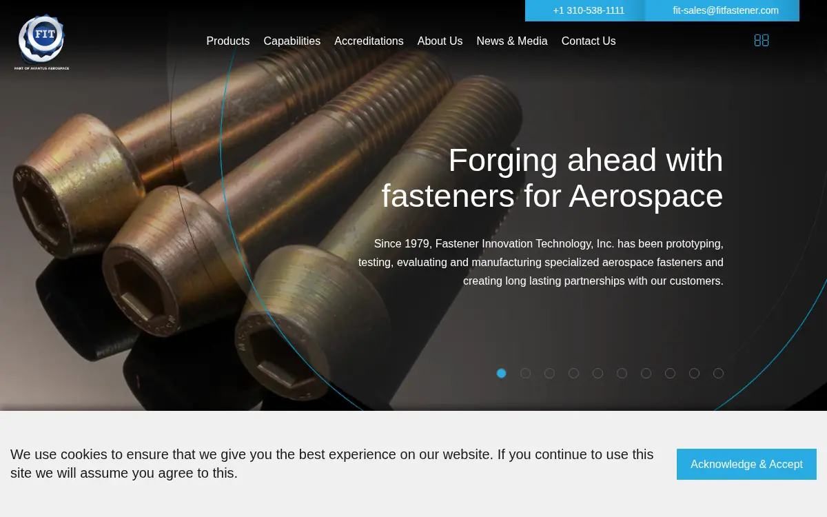 Homepage of Fastener Innovation Technology, INC.