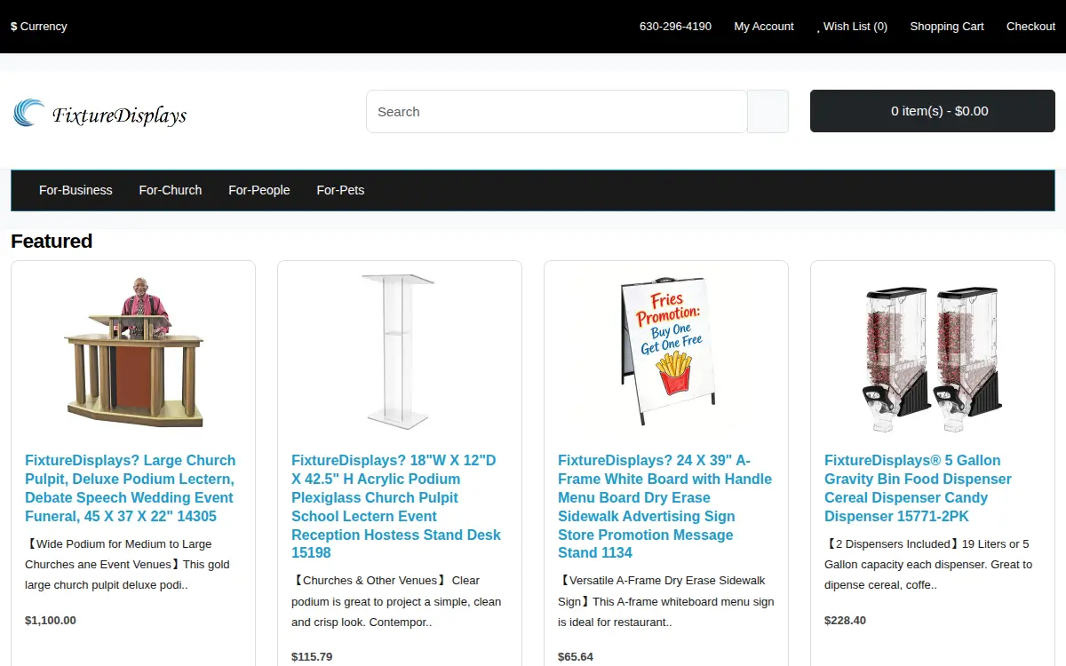 Homepage of Fixture Displays LLC