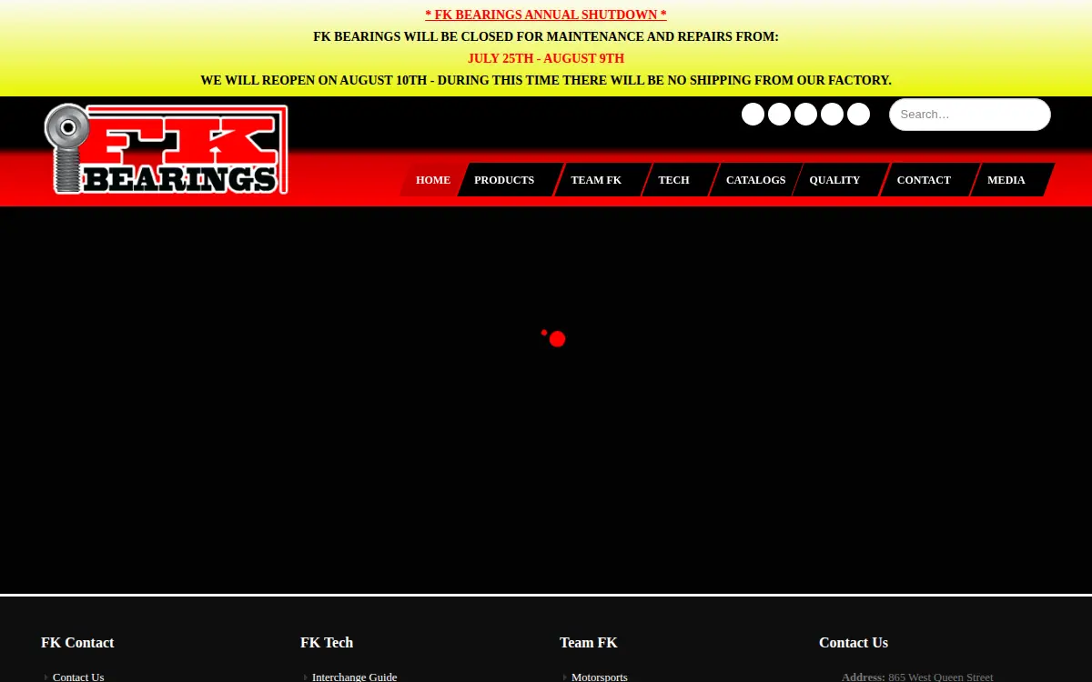 Homepage of F-k Bearings, INC.