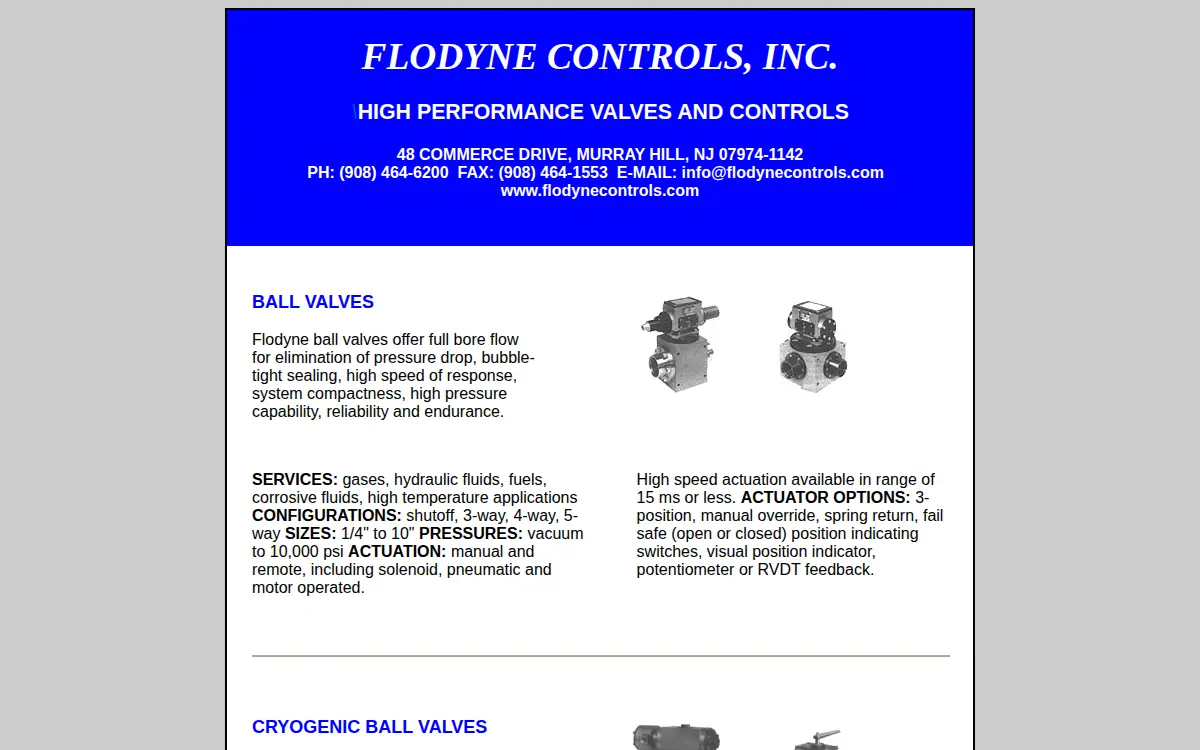 Homepage of Flodyne Controls INC