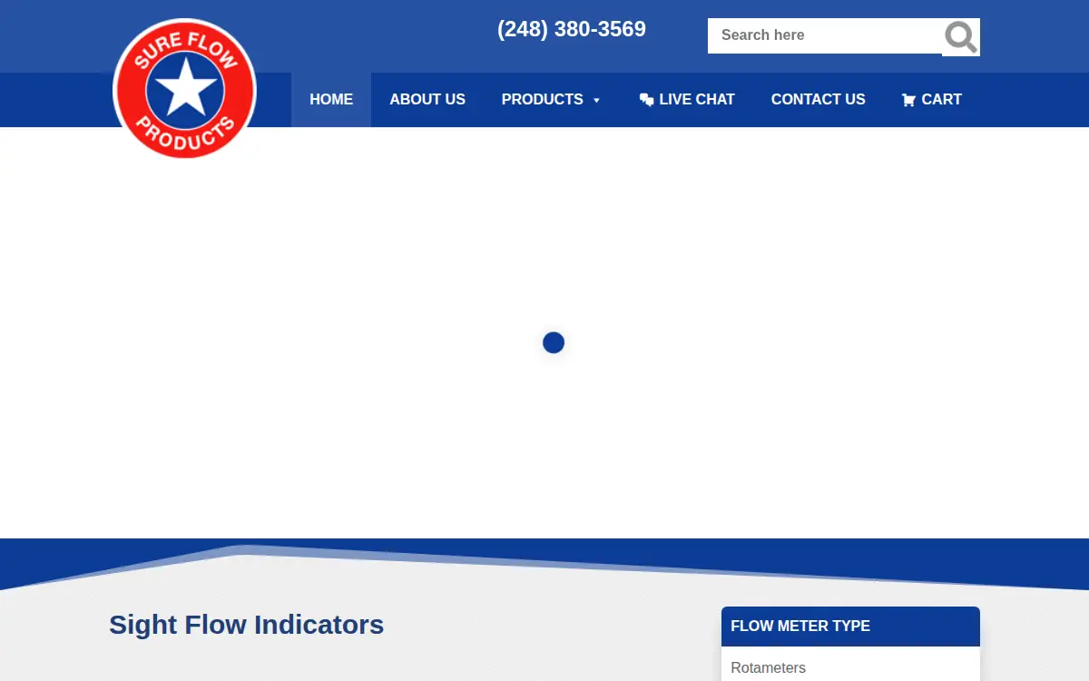 Homepage of Sure Flow Products L.l.c.