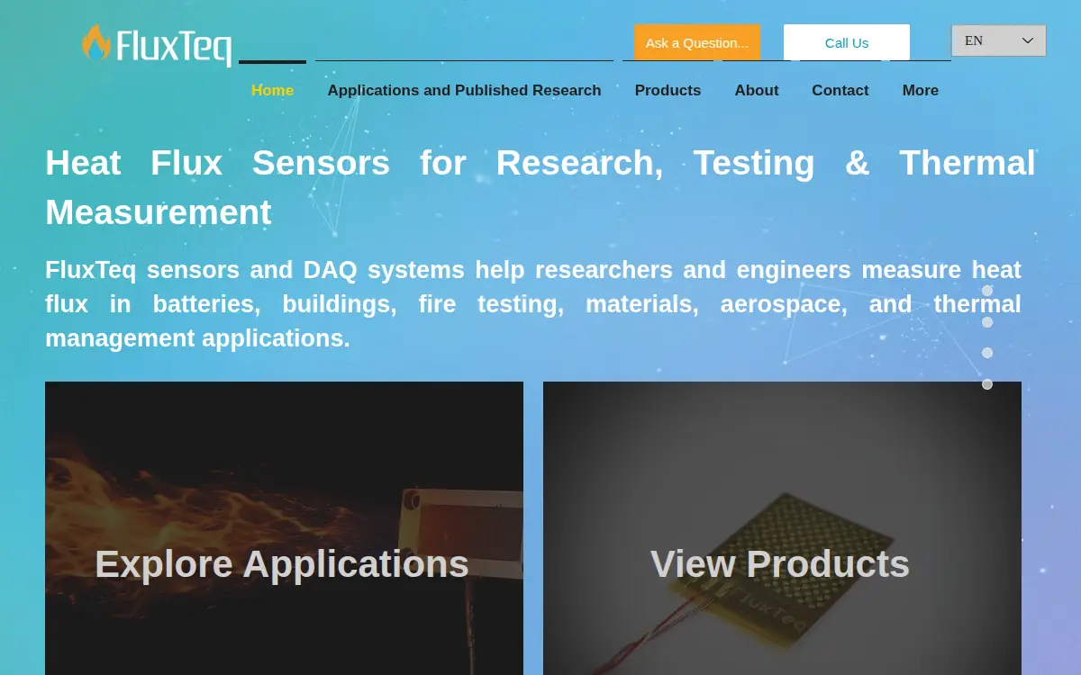 Homepage of Fluxteq LLC