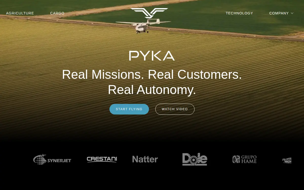 Homepage of Pyka INC.