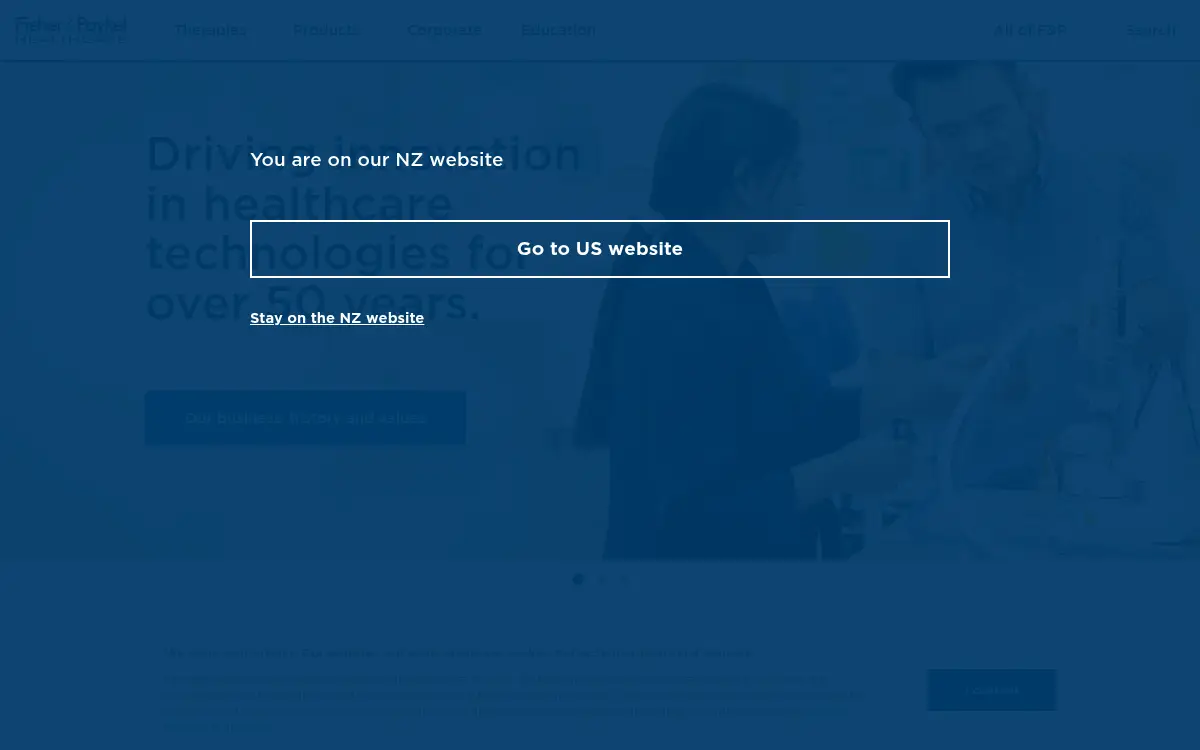 Homepage of Fisher & Paykel Healthcare, INC.