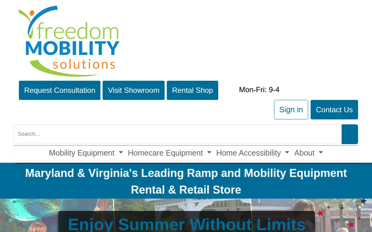 Homepage of Freedom Mobility Solutions, LLC