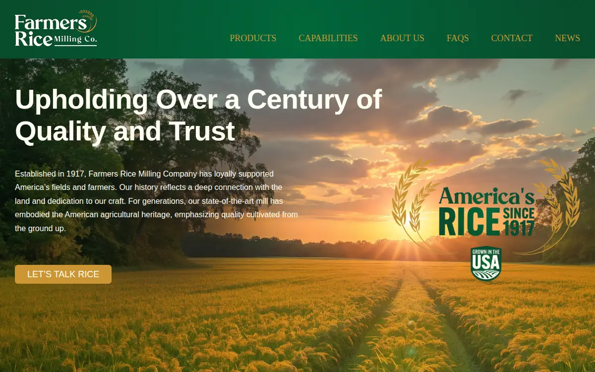 Homepage of Farmers Rice Milling CO LLC