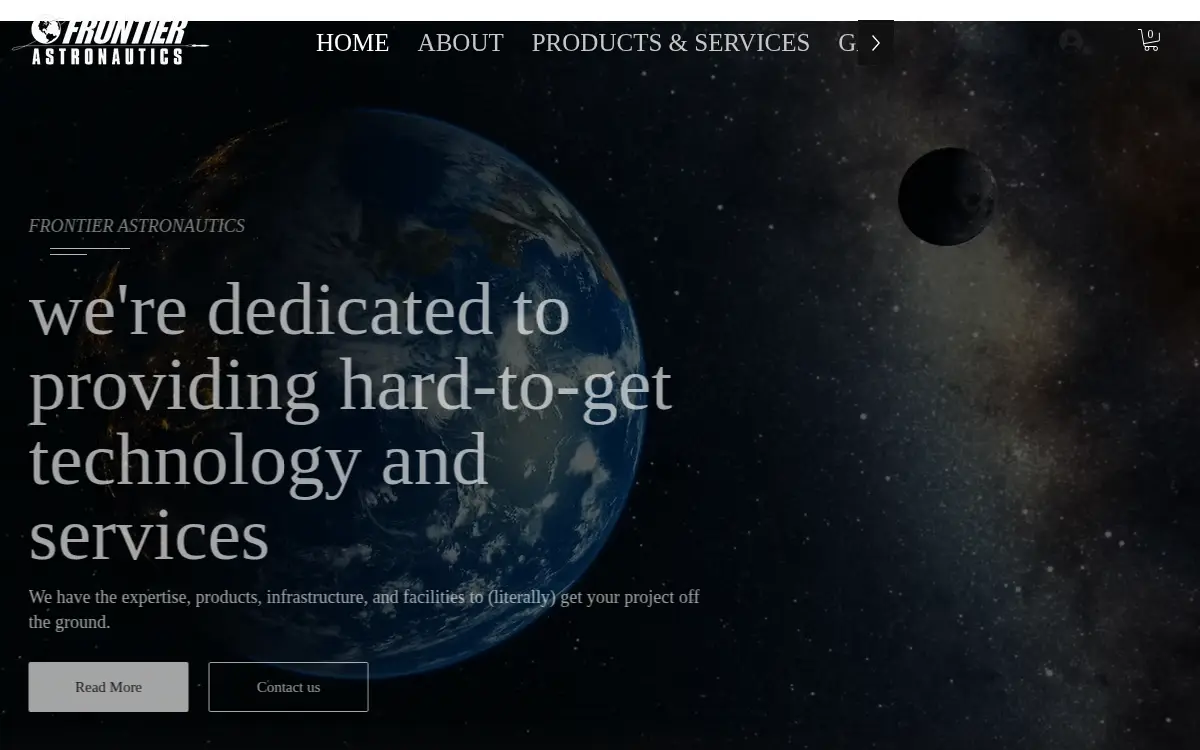 Homepage of Frontier Astronautics LLC