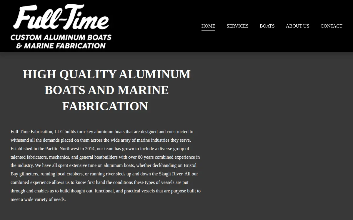 Homepage of Full-time Fabrication, LLC