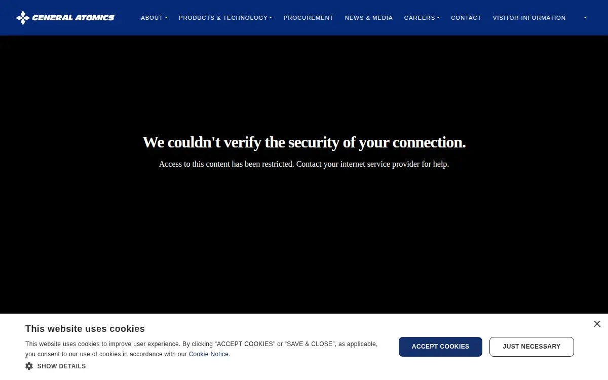 Homepage of General Atomics