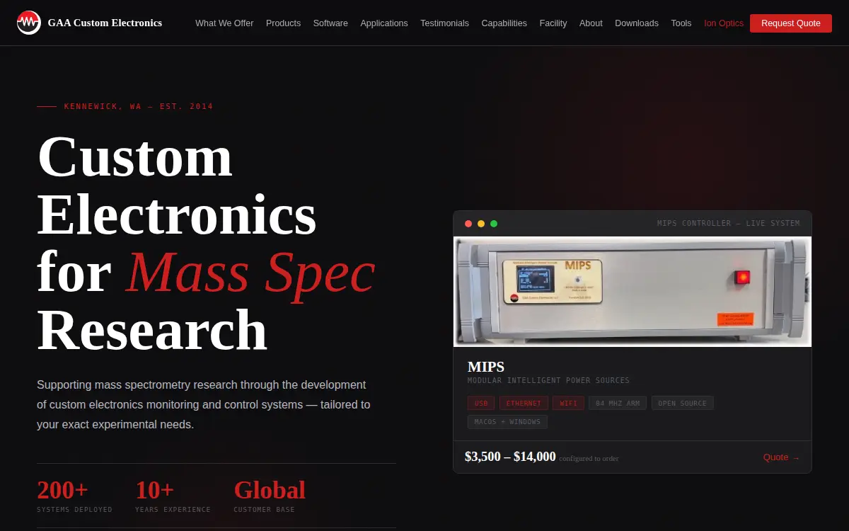 Homepage of Gaa Custom Electronics, LLC