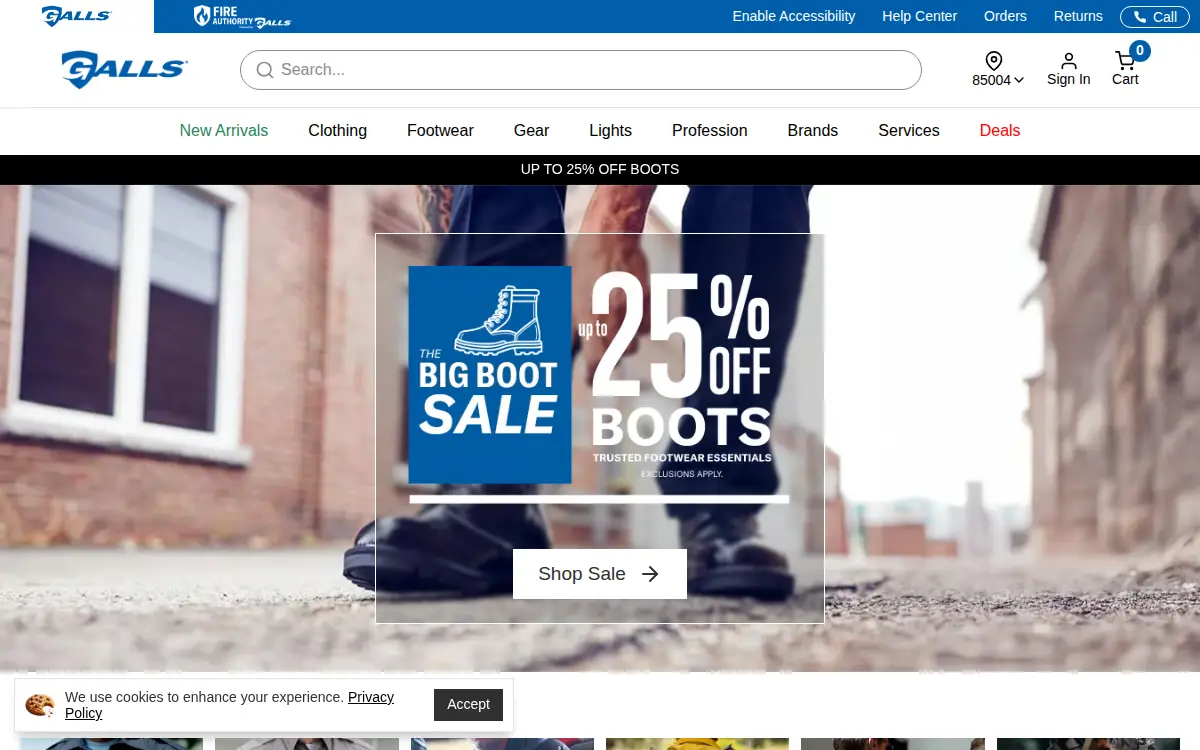 Homepage of Galls, LLC