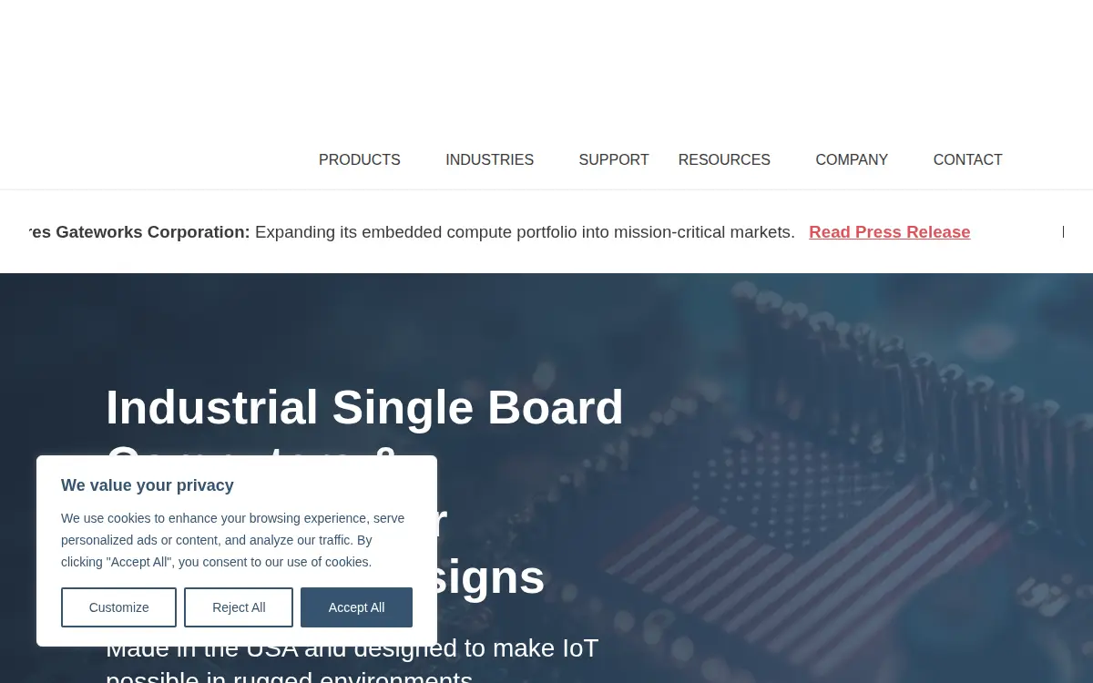 Homepage of Gateworks CORP