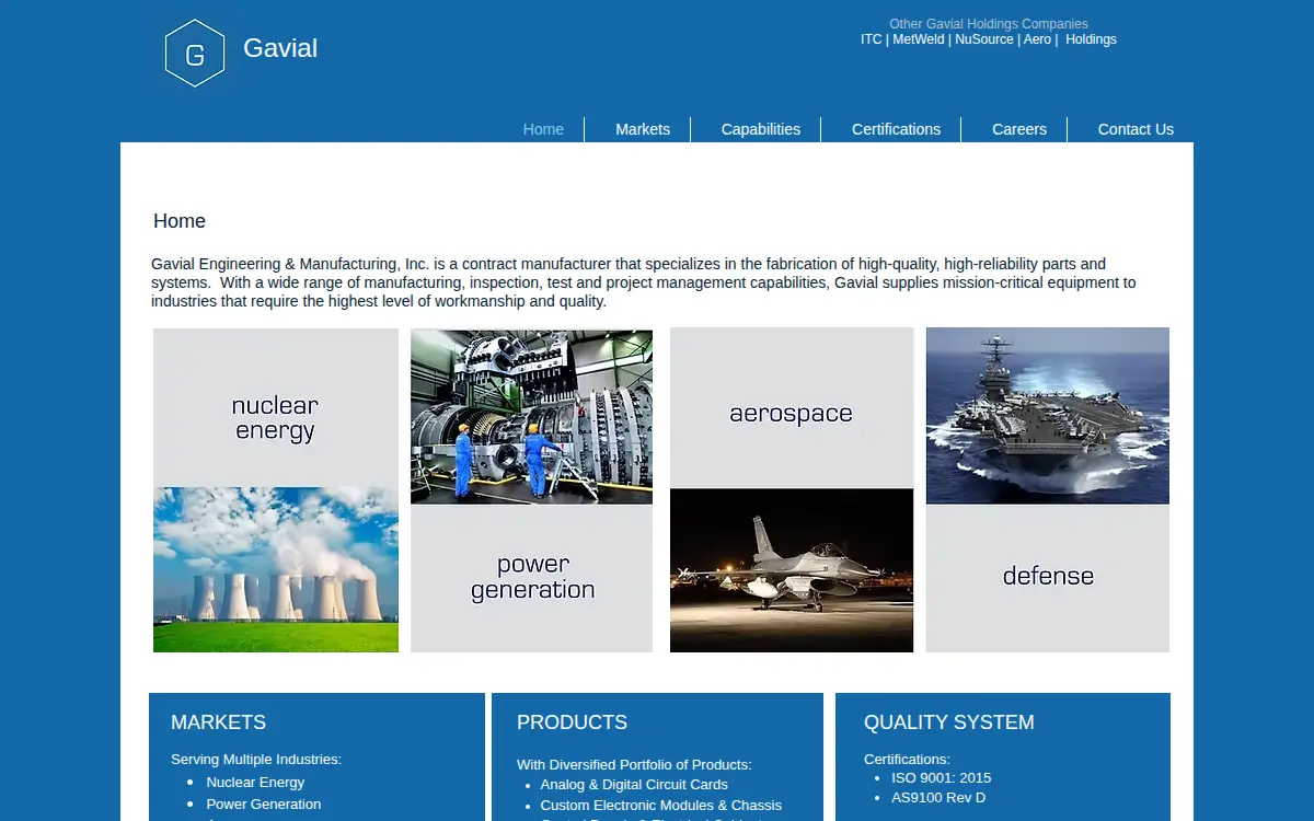 Homepage of Gavial Engineering & Manufacturing, INC.
