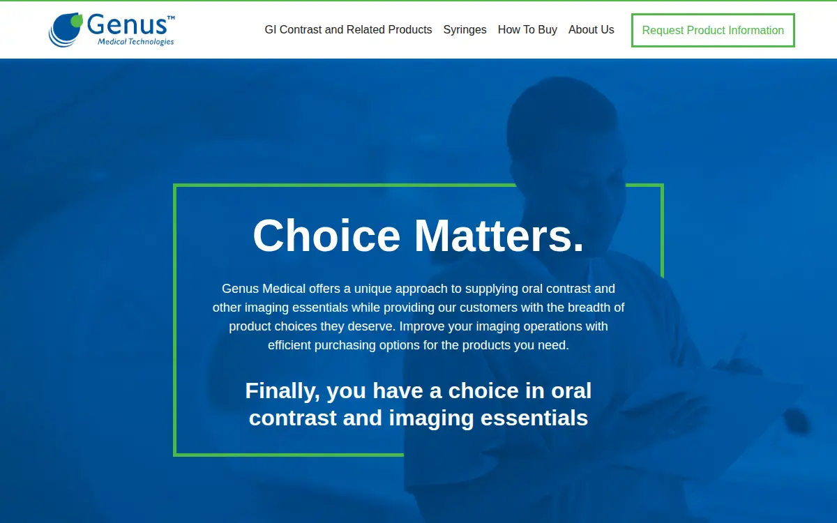 Homepage of Genus Medical Technologies LLC