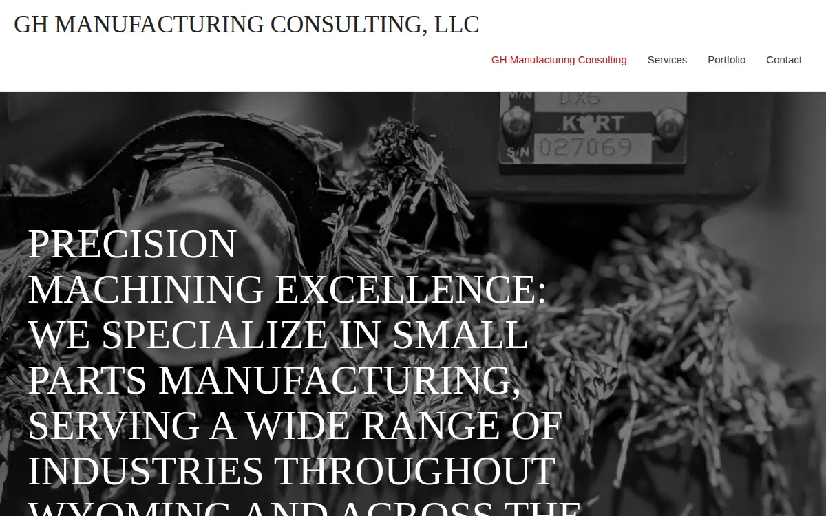 Homepage of Gh Manufacturing Consulting LLC