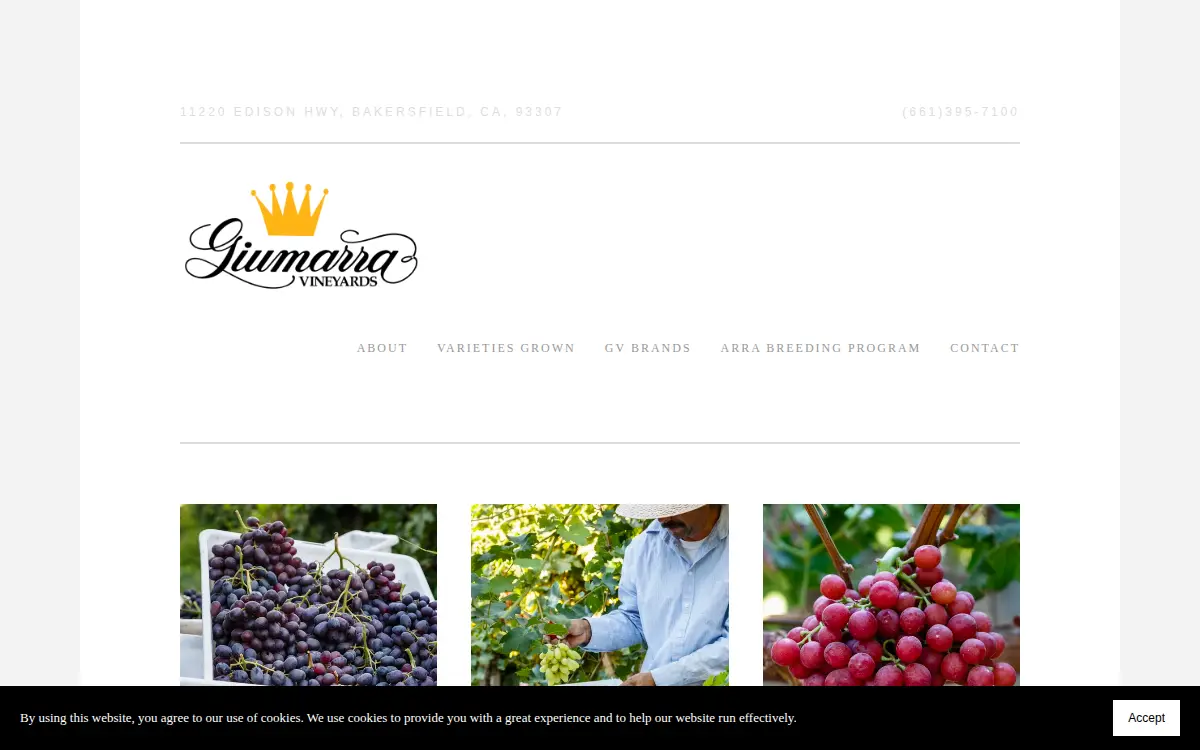 Homepage of Giumarra Vineyards CORP