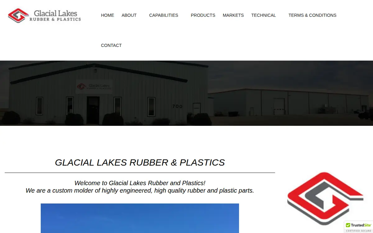 Homepage of Glacial Lakes Rubber & Plastics LLC