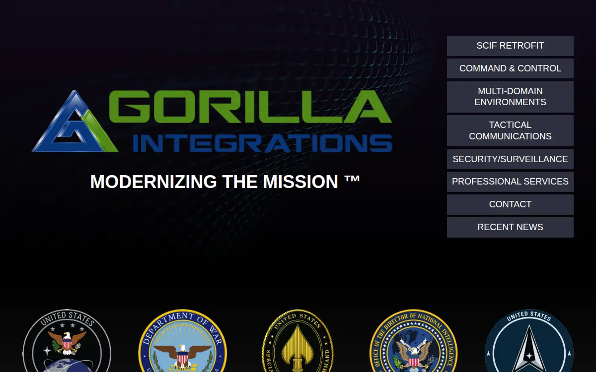 Homepage of Gorilla Integrations, LLC
