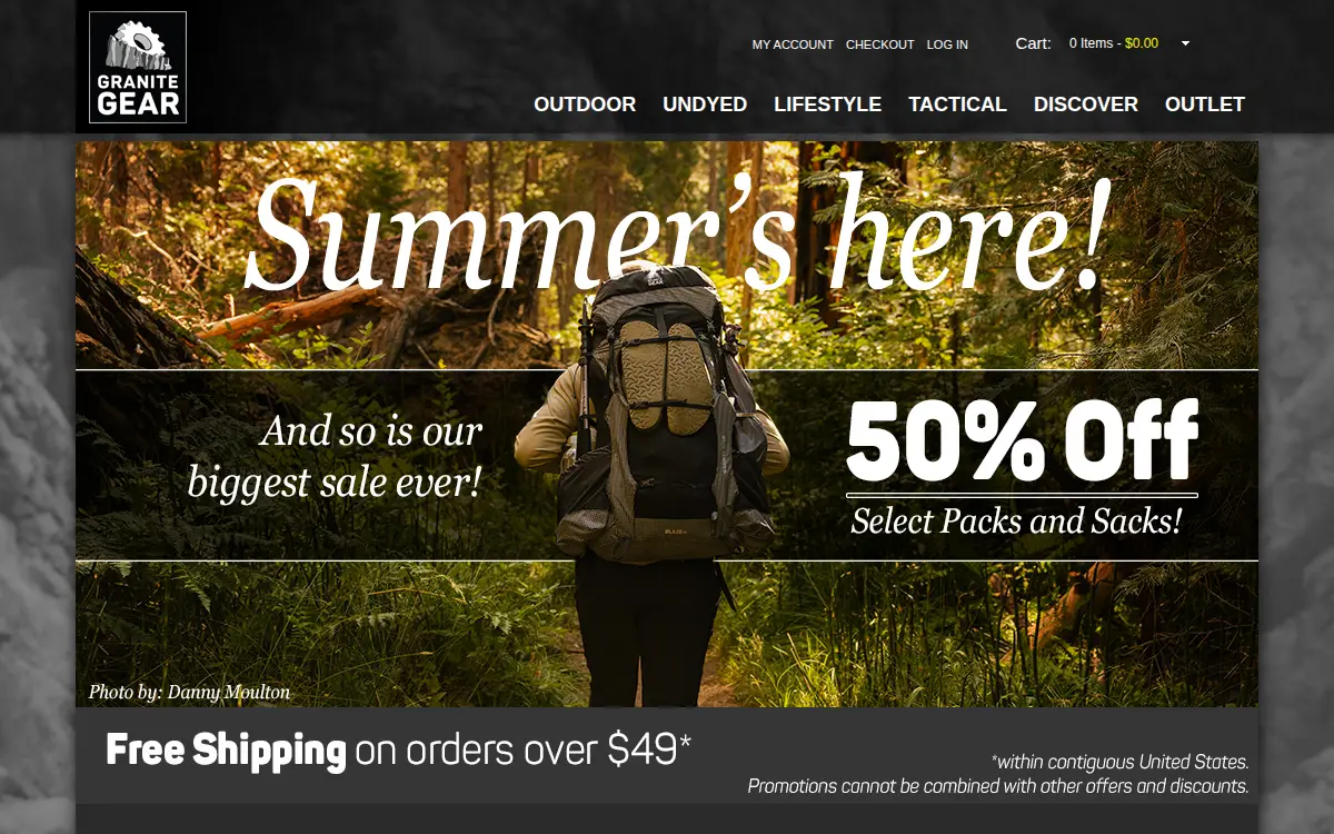 Homepage of Granite Gear LLC