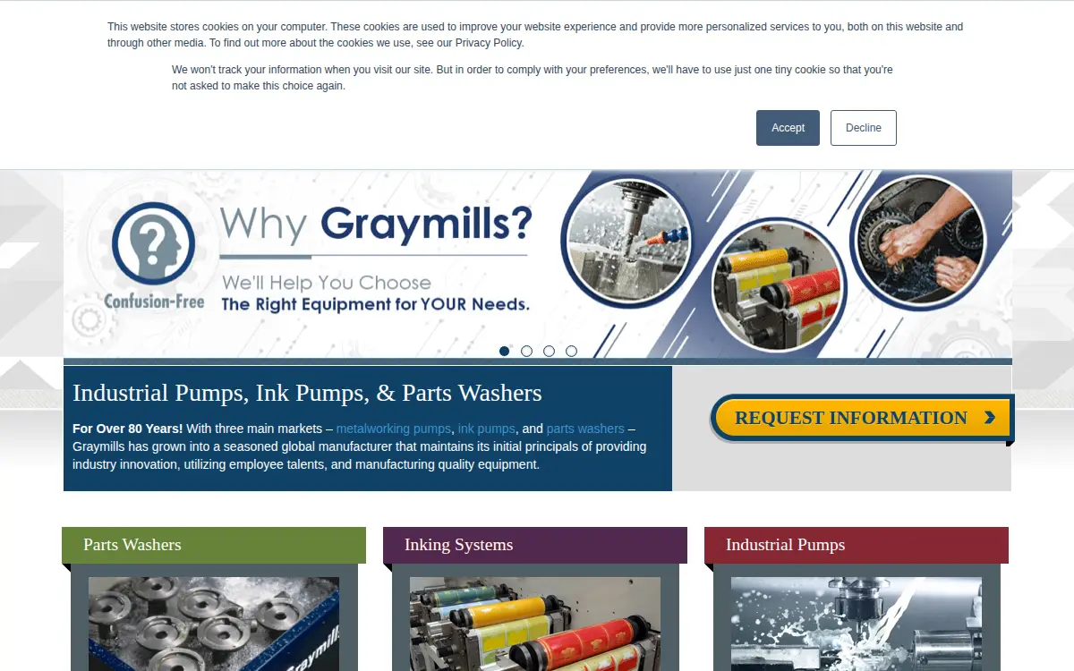 Homepage of Graymills Corporation