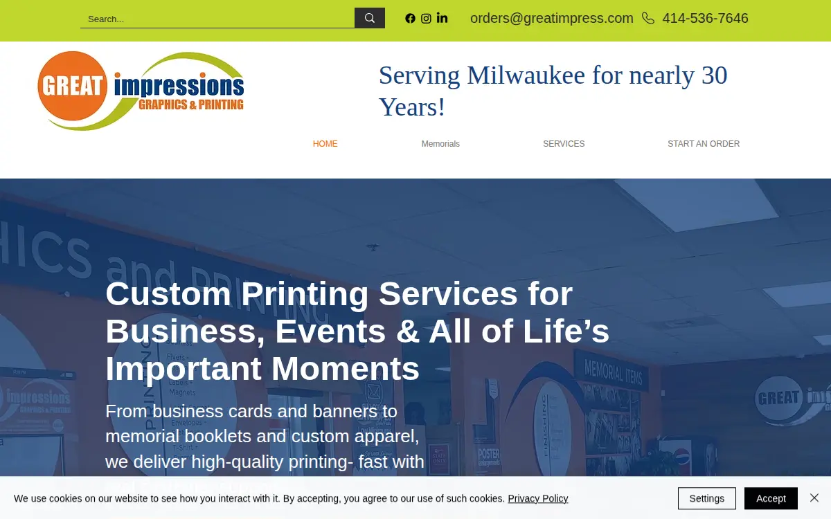 Homepage of Great Impressions LLC