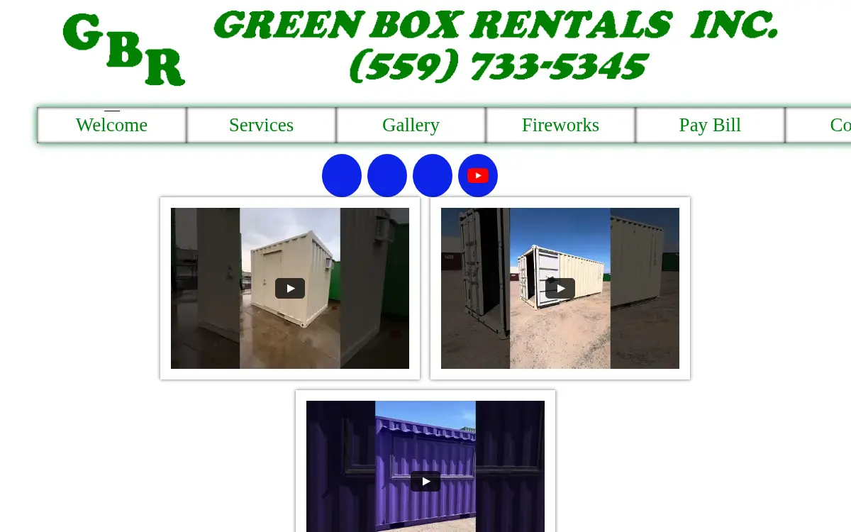 Homepage of Green Box Rentals, INC.