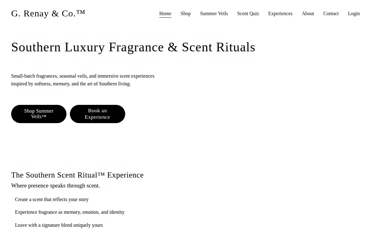 Homepage of G Renay Co, LLC