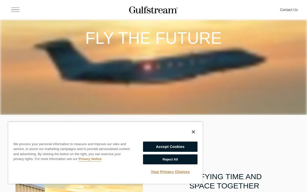 Homepage of Gulfstream Aerospace Corporation