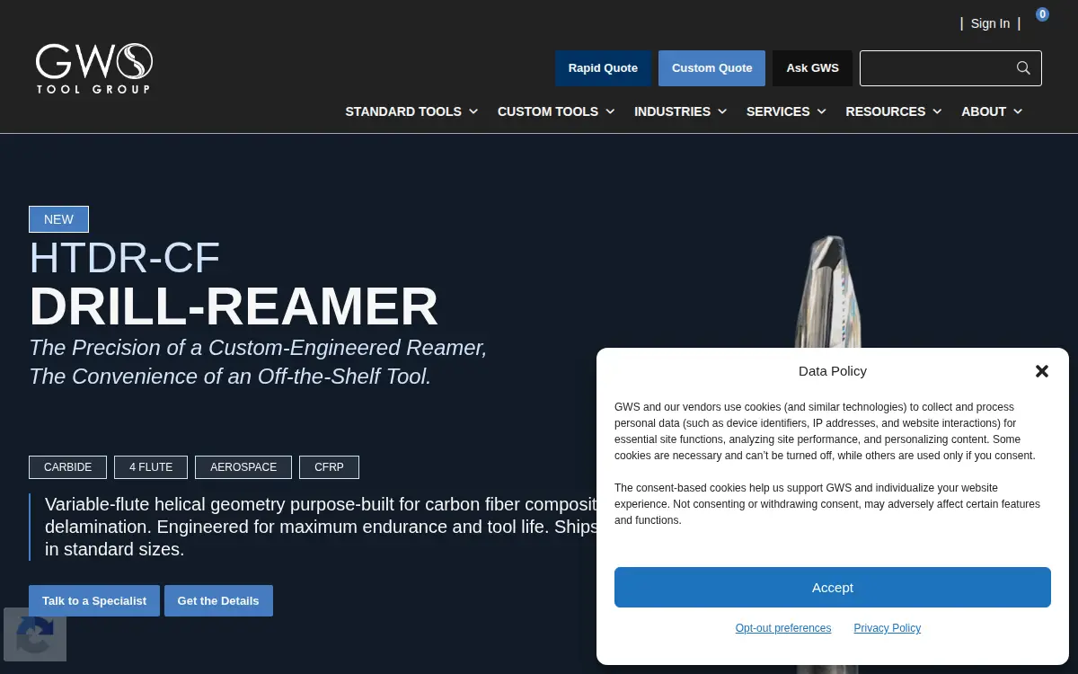 Homepage of Gws Tool Group, LLC