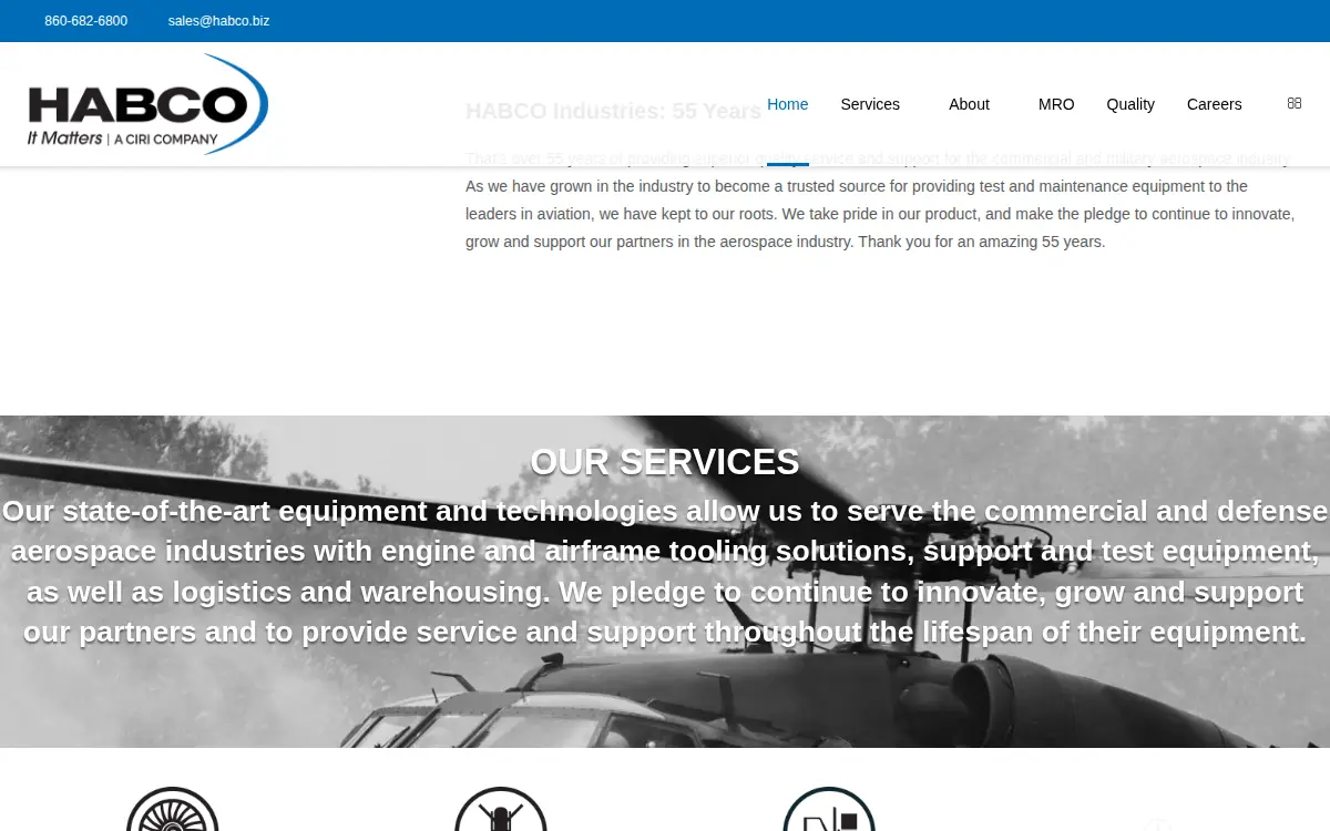 Homepage of Habco Industries LLC