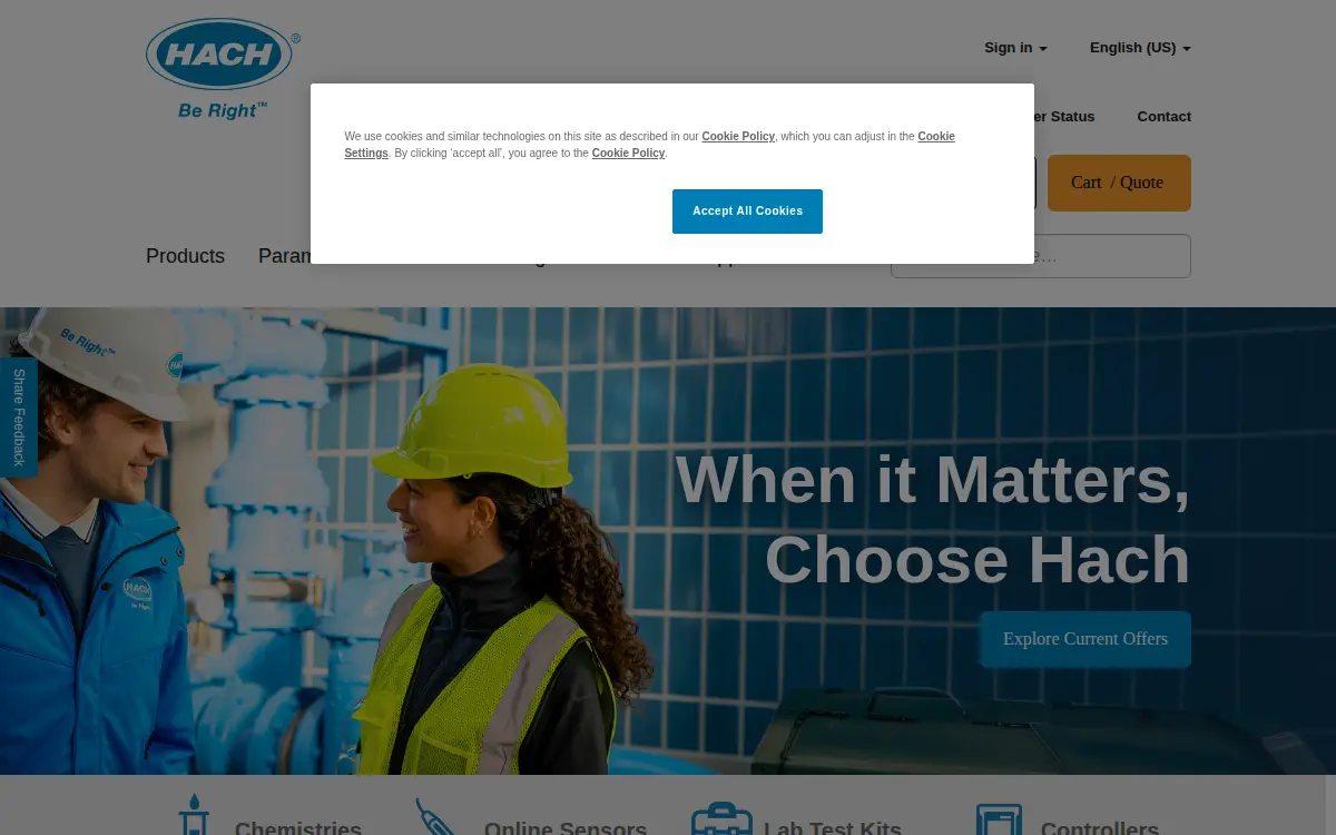 Homepage of Hach Company