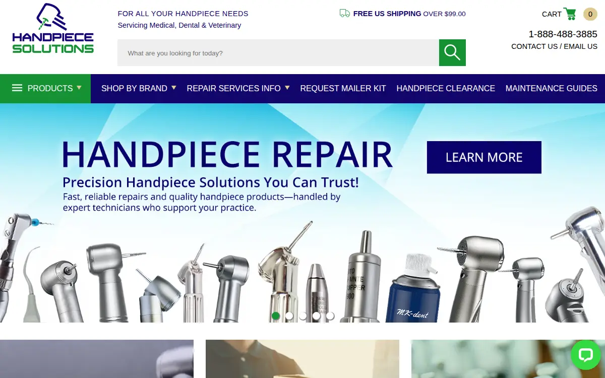 Homepage of Handpiece Solutions INC.
