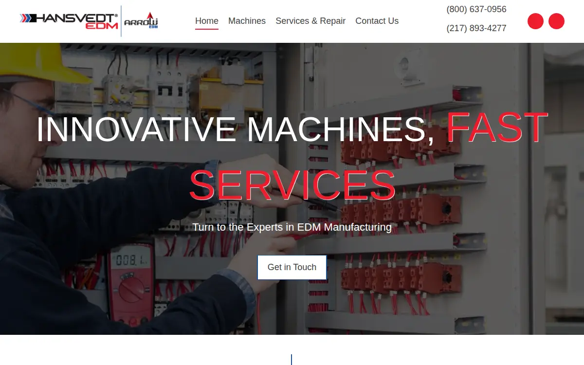 Homepage of Arrow Edm, INC.