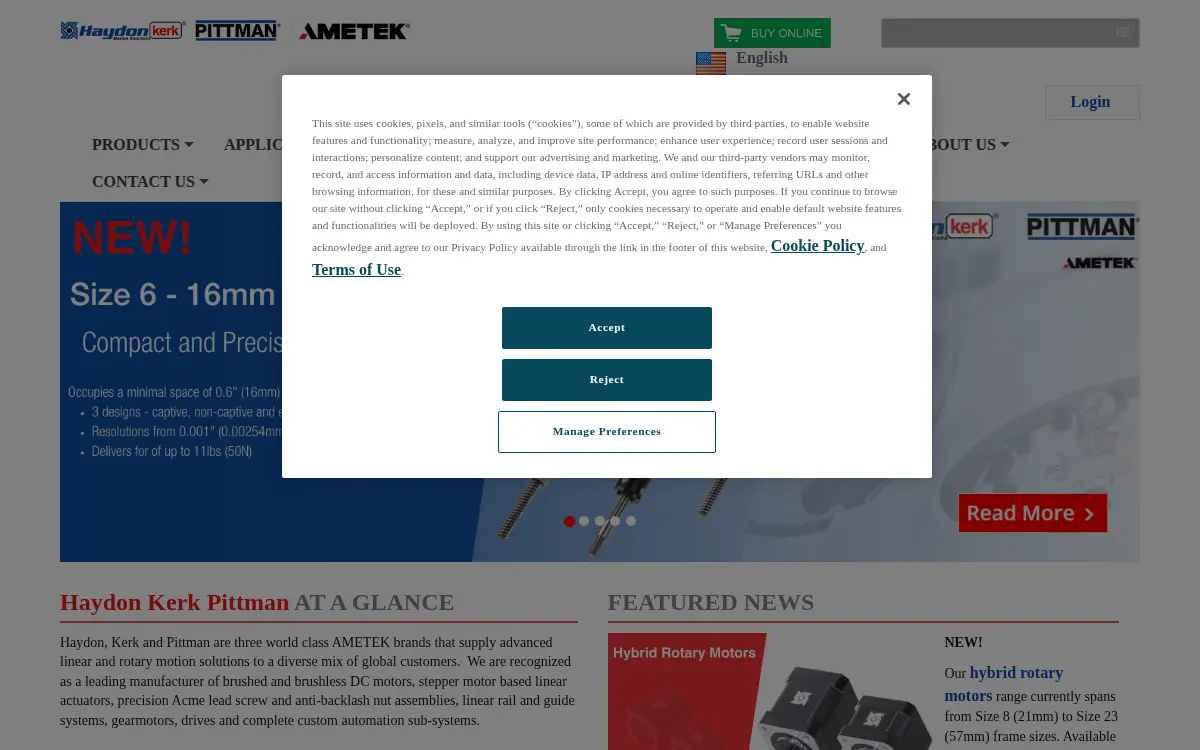 Homepage of Haydon Kerk Motion Solutions INC