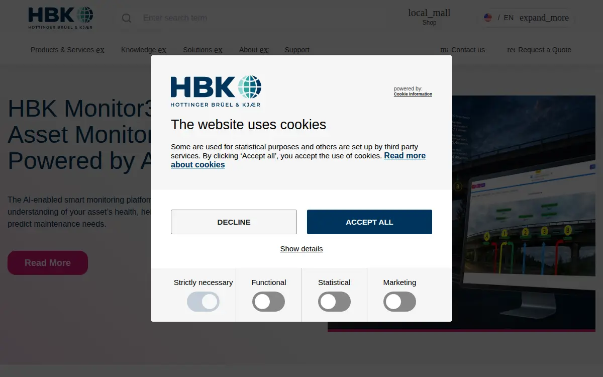 Homepage of Hottinger Bruel & Kjaer INC.