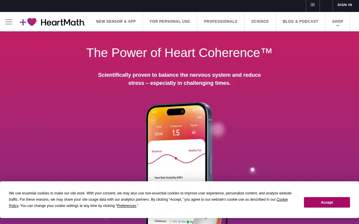 Homepage of Heartmath, LLC