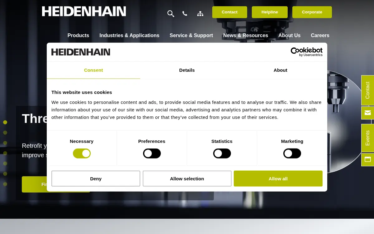 Homepage of Heidenhain CORP
