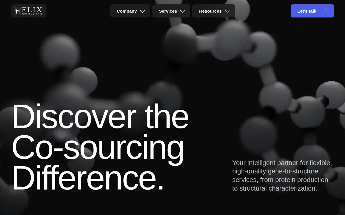Homepage of Helix Biostructures LLC