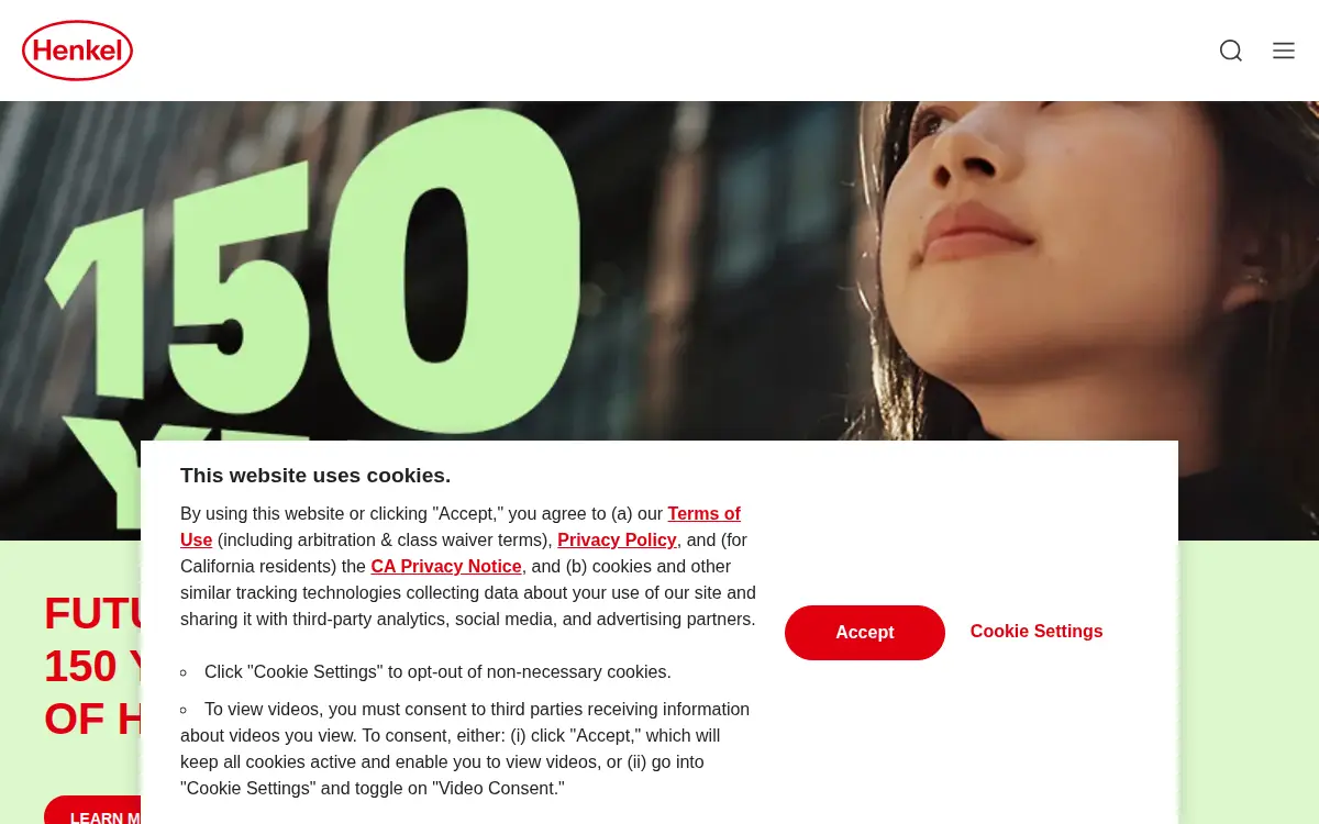 Homepage of Henkel US Operations Corporation