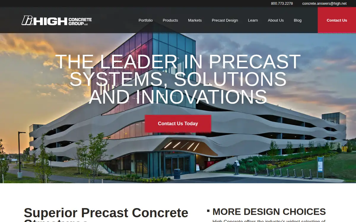 Homepage of High Concrete Group, LLC