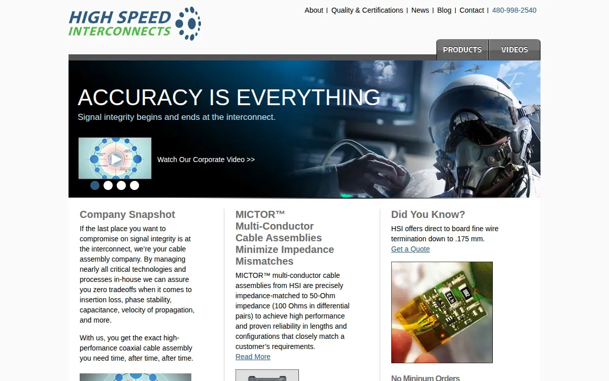 Homepage of High Speed Interconnect LLC
