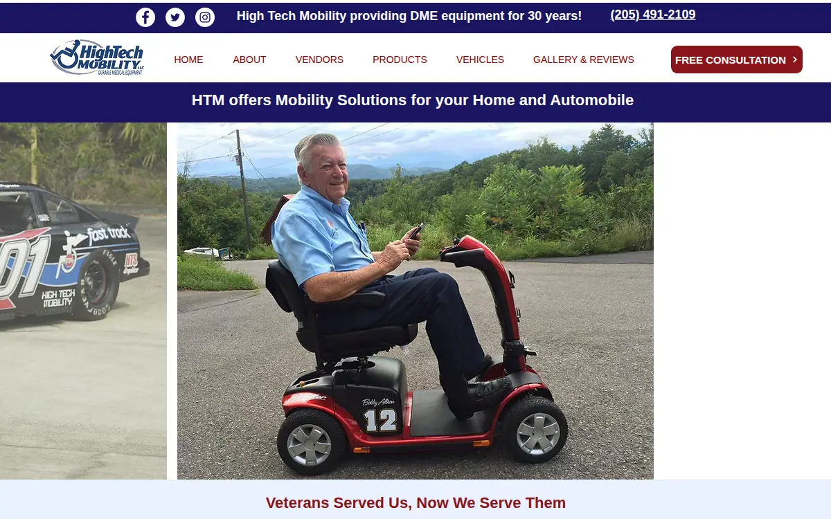 Homepage of High Tech Mobility, LLC