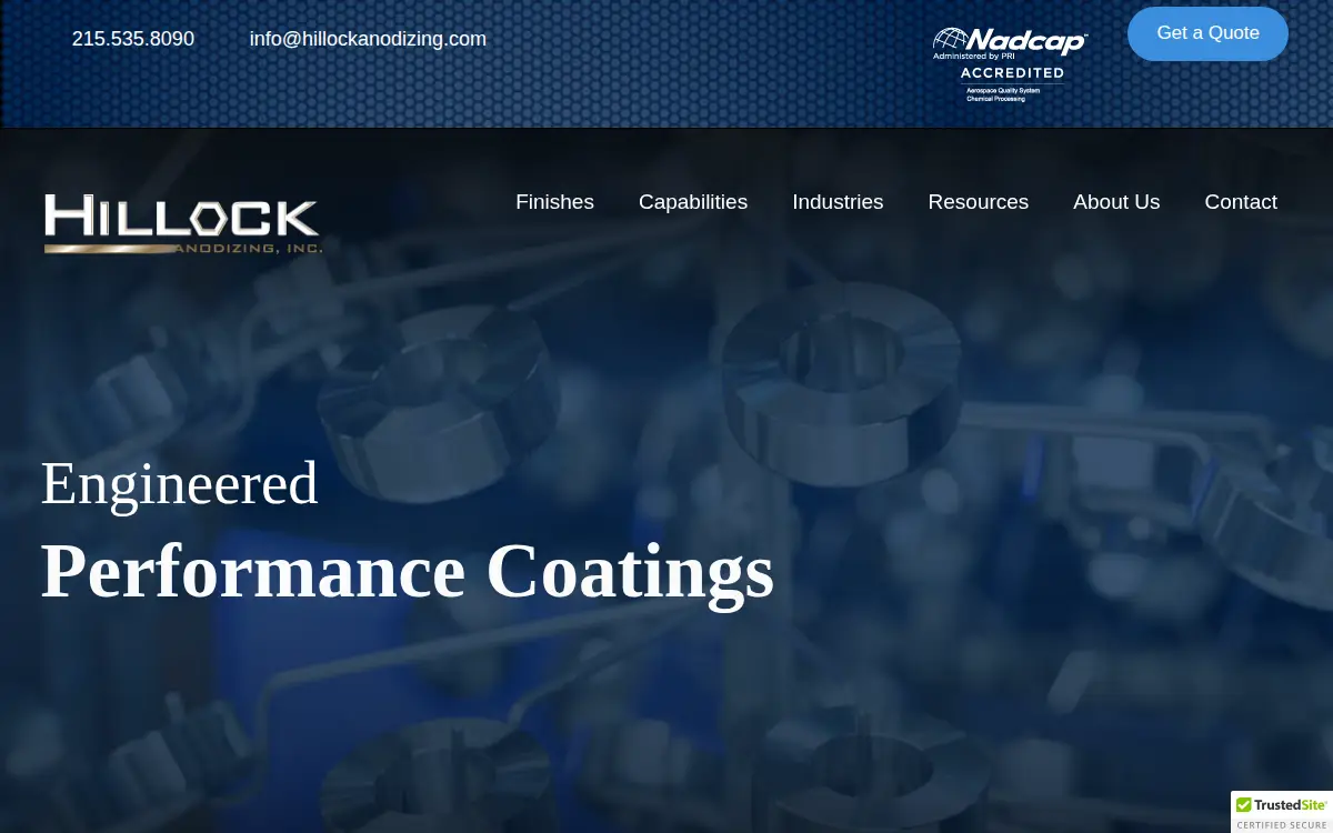 Homepage of Hillock Anodizing, INC.
