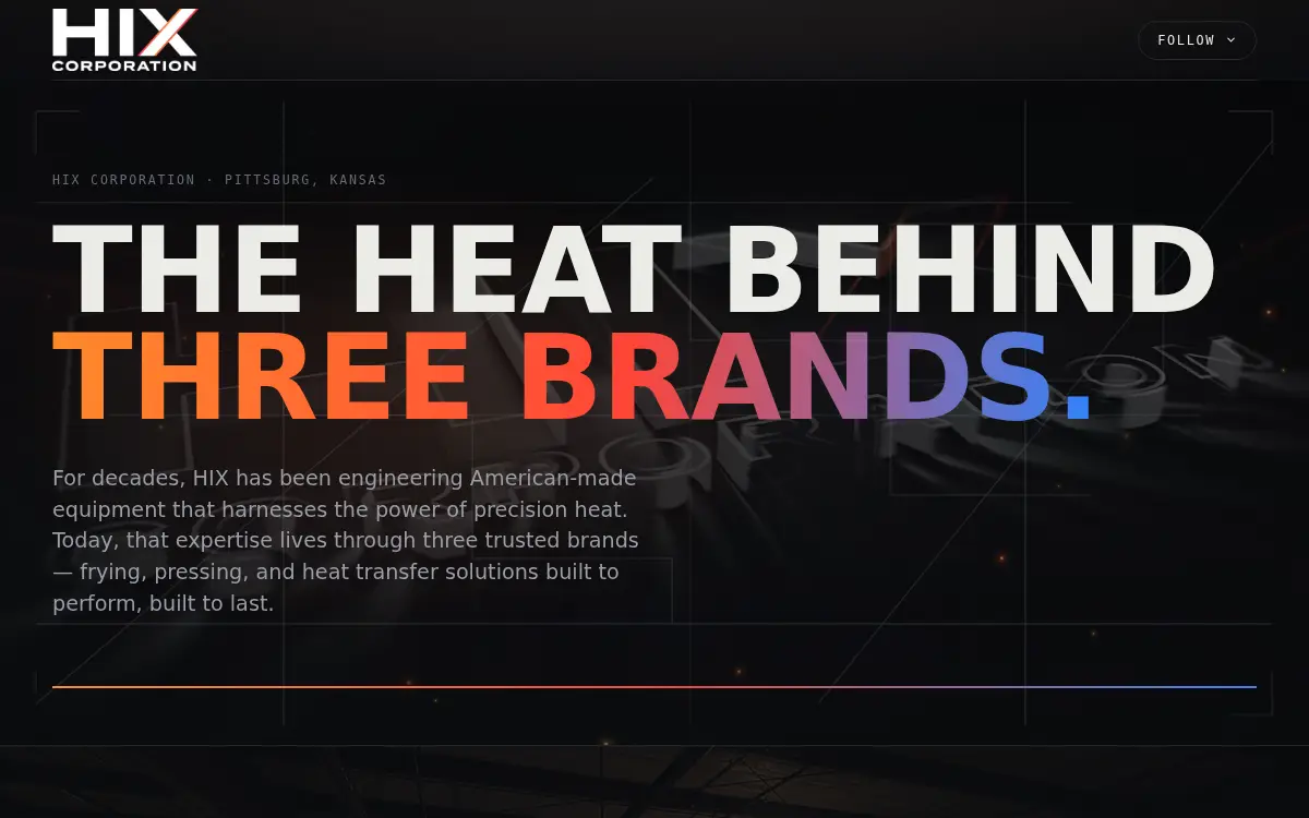 Homepage of Hix Corporation