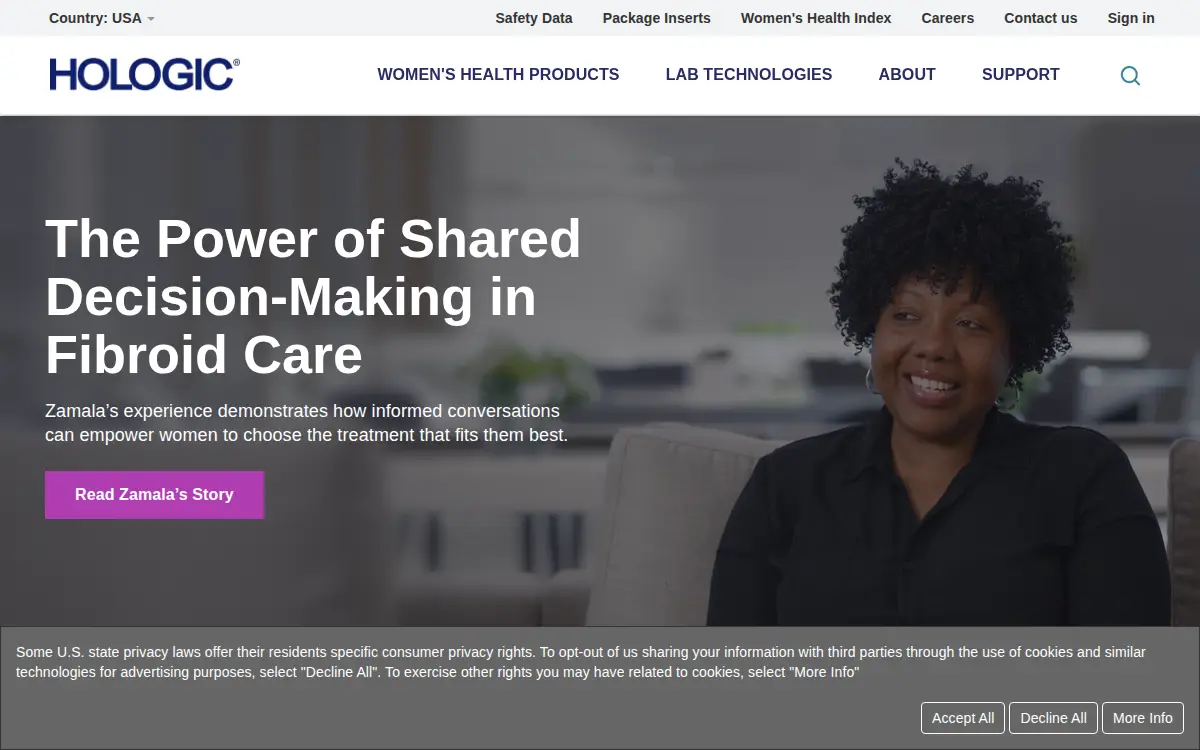 Homepage of Hologic, INC.