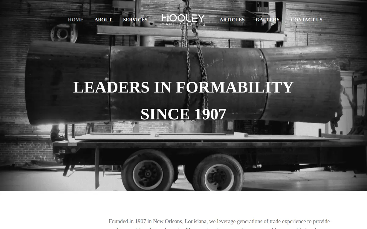 Homepage of Hooley Manufacturing Co, LLC