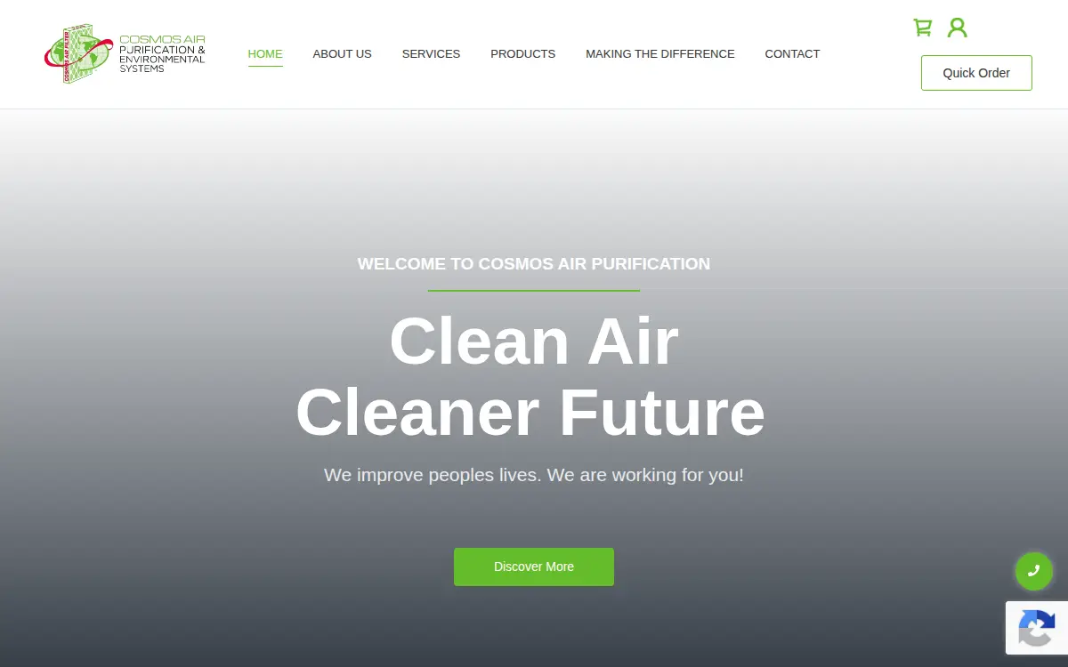 Homepage of Cosmos Air Purification & Environmental Systems, INC.